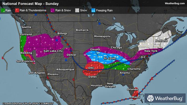 Sunday's Weather Outlook